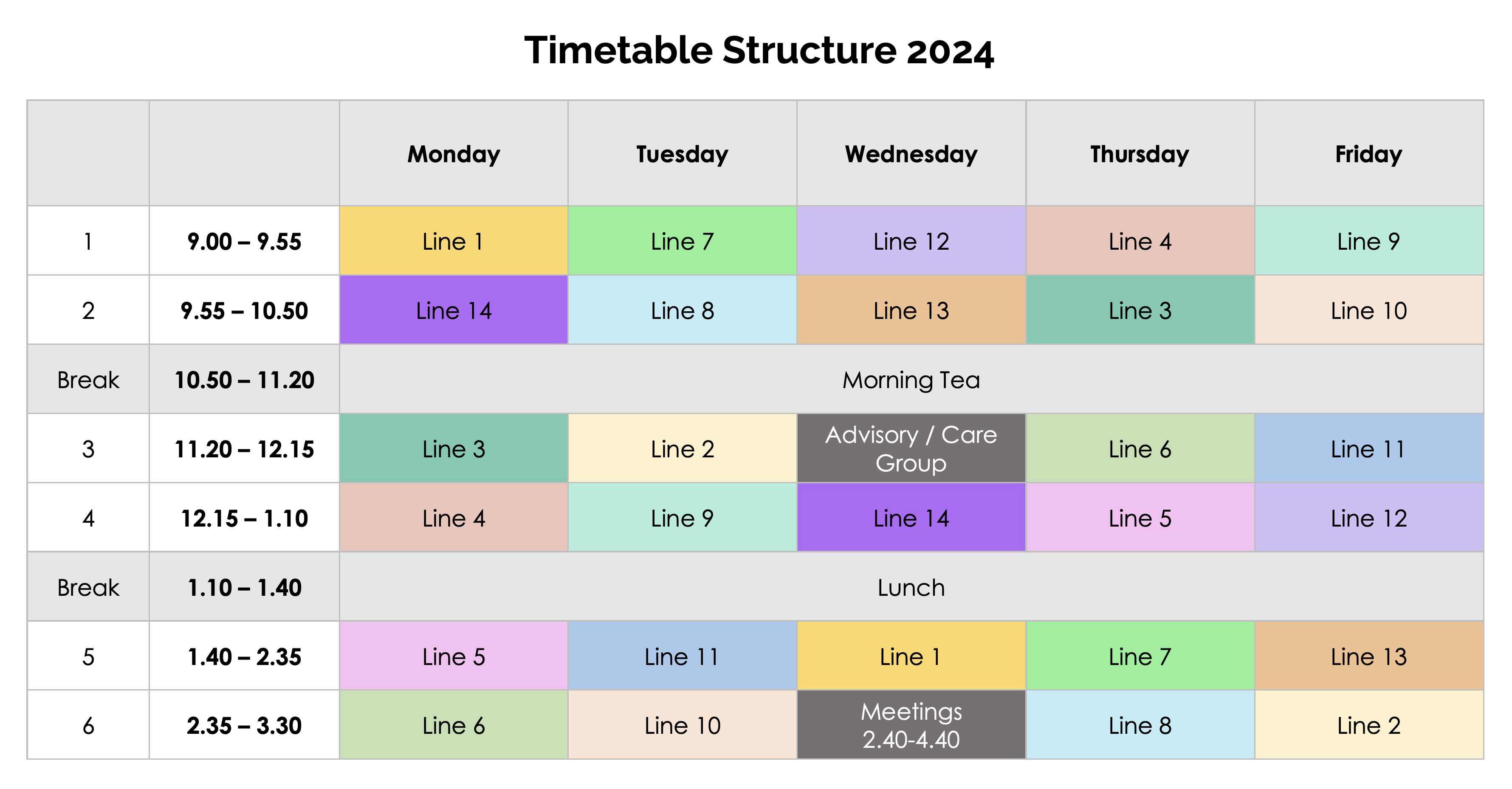 Timetable Structure 2024