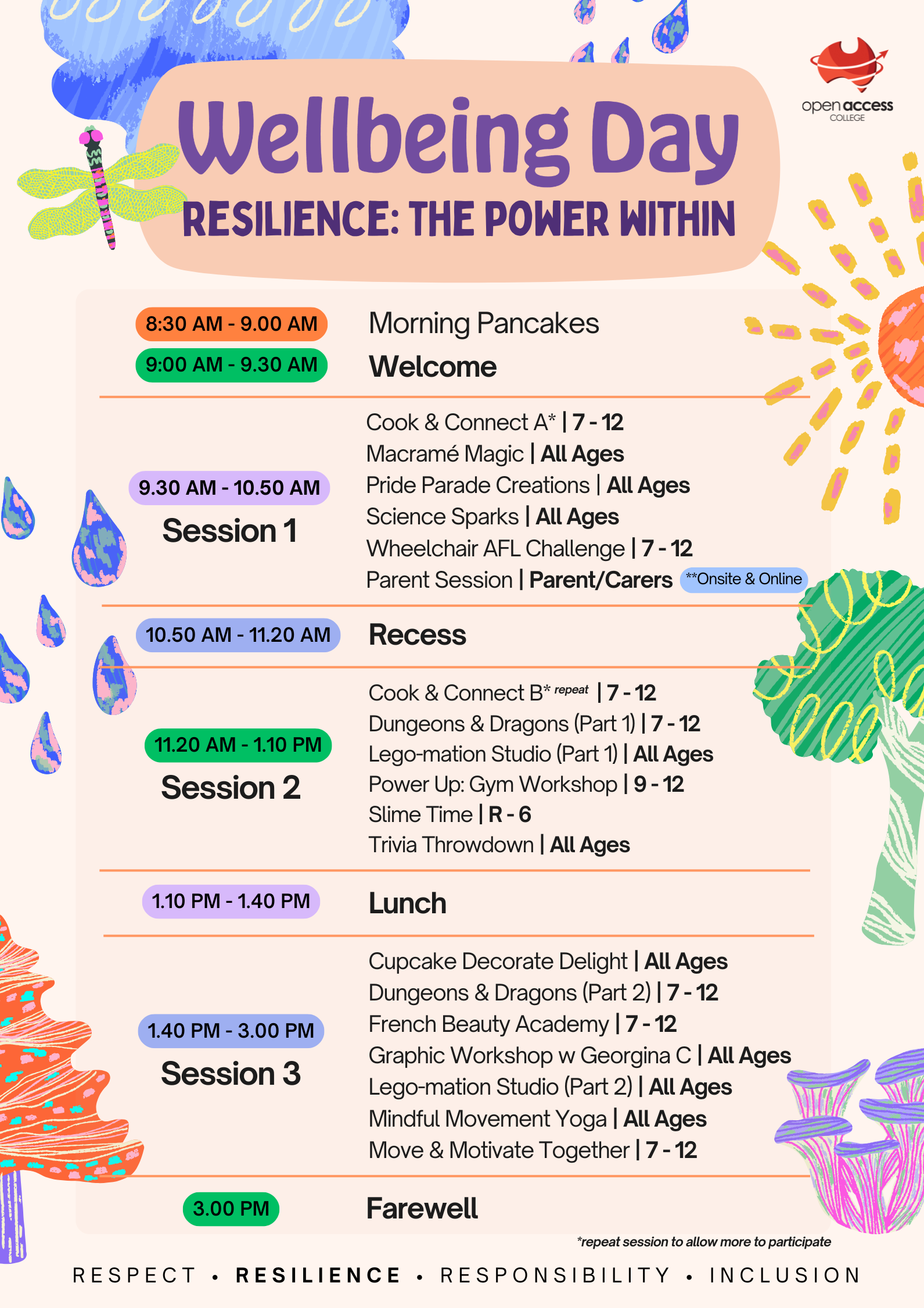 Wellbeing Day 3 Schedule